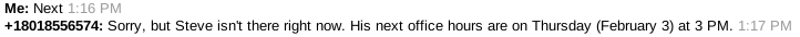 Next office hours text